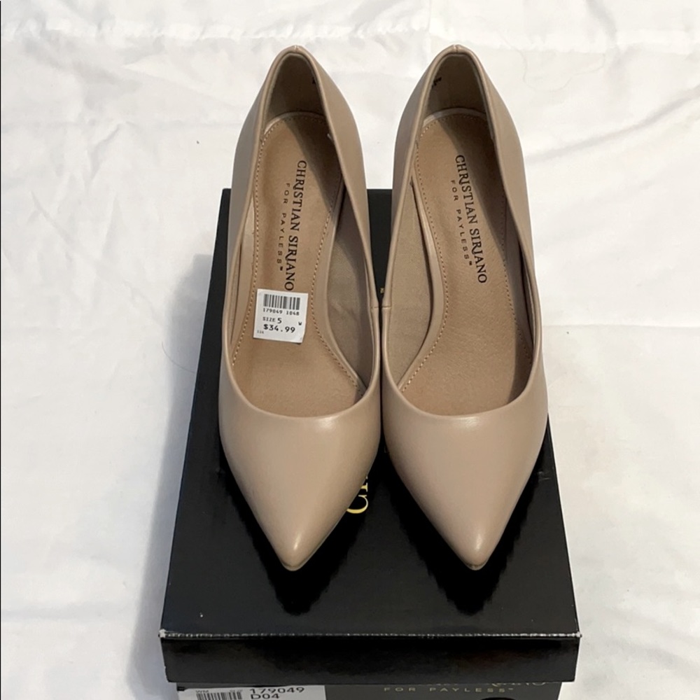 FAUX LEATHER NUDE PUMPS